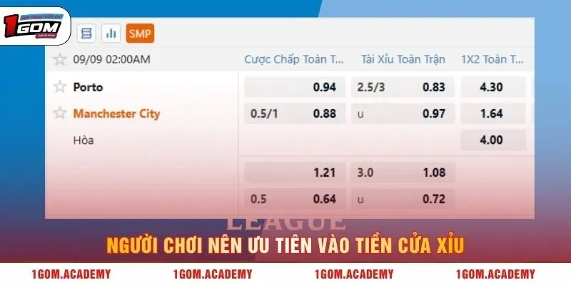 Người chơi nên ưu tiên vào tiền cửa xỉu